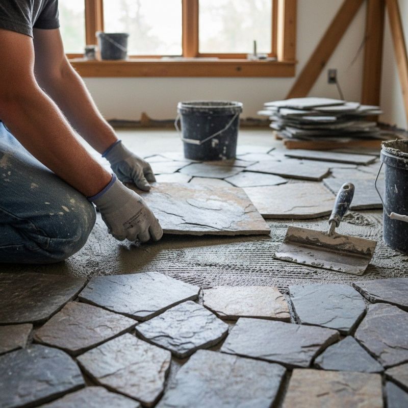 Slate Tile Floor Installation